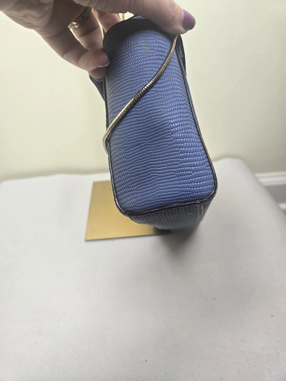 Kate Spade Blue Textured Structured Crossbody Bag
